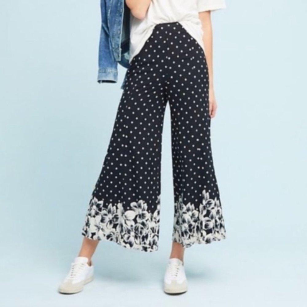 Anthropologie Chesapeake Polka Dot Wide Leg Pants